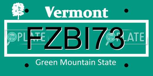 FZBI73 Vermont License Plate