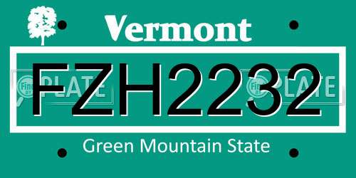 FZH2232 Vermont License Plate