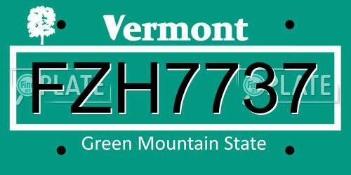 FZH7737 Vermont License Plate