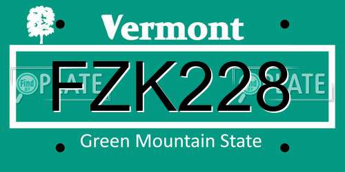FZK228 Vermont License Plate