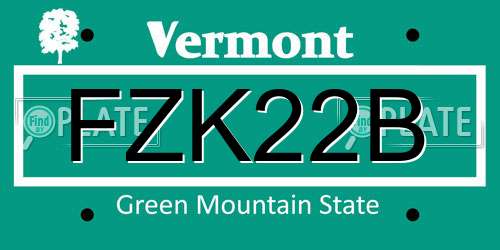 FZK22B Vermont License Plate