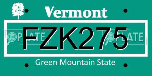 FZK275 Vermont License Plate