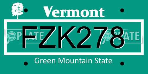 FZK278 Vermont License Plate