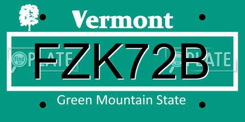 FZK72B Vermont License Plate