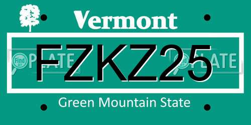 FZKZ25 Vermont License Plate
