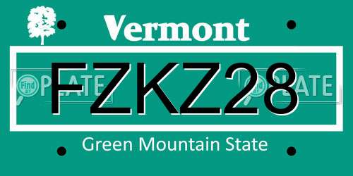FZKZ28 Vermont License Plate