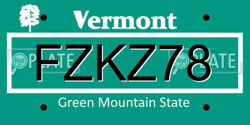 FZKZ78 Vermont License Plate