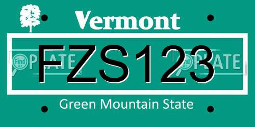 FZS123 Vermont License Plate
