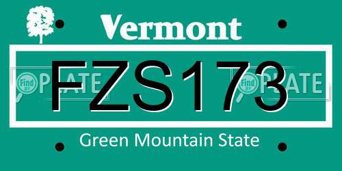 FZS173 Vermont License Plate