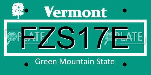 FZS17E Vermont License Plate