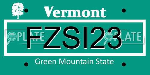 FZSI23 Vermont License Plate