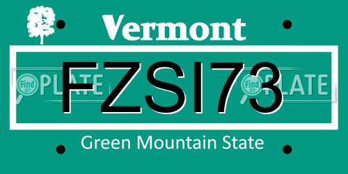 FZSI73 Vermont License Plate