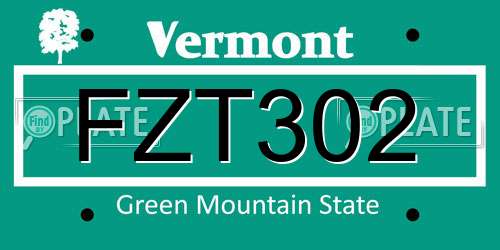 FZT302 Vermont License Plate