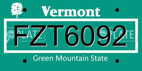 FZT6092 Vermont License Plate