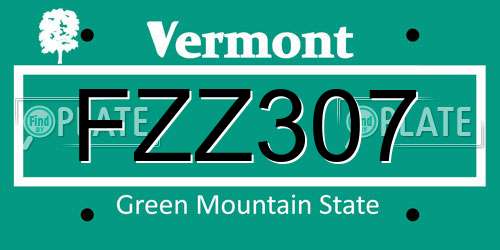 FZZ307 Vermont License Plate