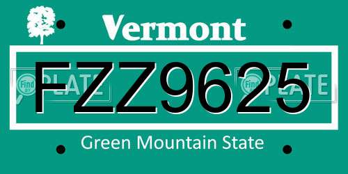 FZZ9625 Vermont License Plate
