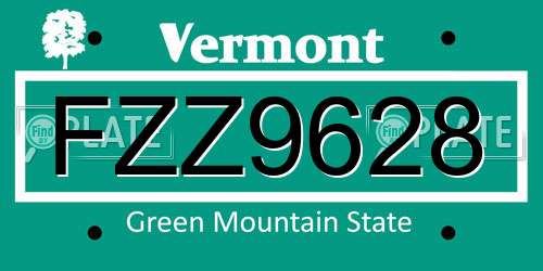 FZZ9628 Vermont License Plate