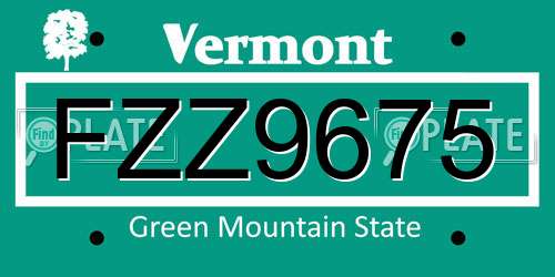 FZZ9675 Vermont License Plate