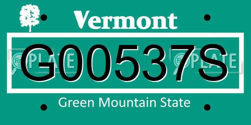 G00537S Vermont License Plate