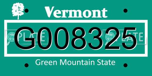 G008325 Vermont License Plate