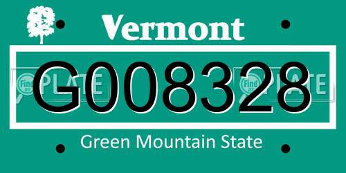 G008328 Vermont License Plate