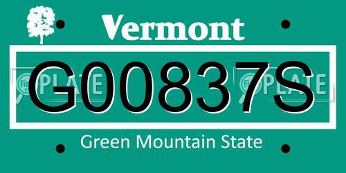 G00837S Vermont License Plate