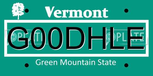 G00DHLE Vermont License Plate