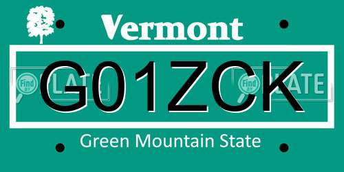 G01ZCK Vermont License Plate