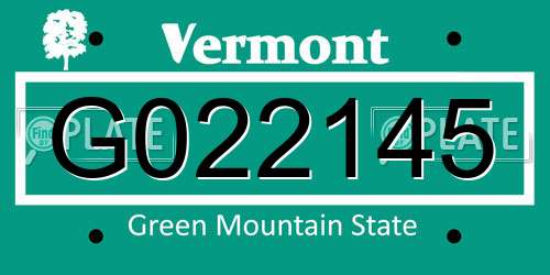 G022145 Vermont License Plate