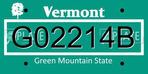G02214B Vermont License Plate
