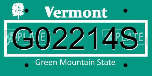 G02214S Vermont License Plate