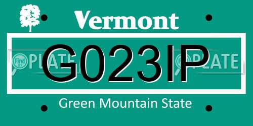 G023IP Vermont License Plate