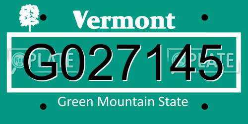 G027145 Vermont License Plate