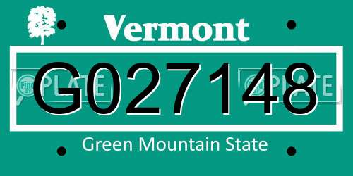 G027148 Vermont License Plate