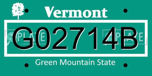 G02714B Vermont License Plate