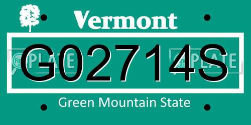 G02714S Vermont License Plate