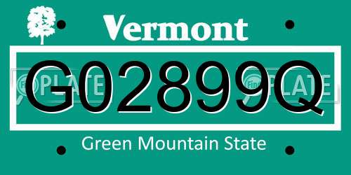 G02899Q Vermont License Plate