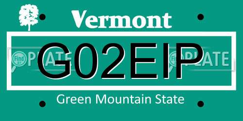 G02EIP Vermont License Plate