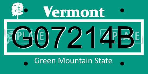 G07214B Vermont License Plate