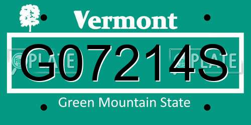 G07214S Vermont License Plate