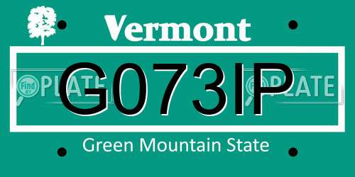 G073IP Vermont License Plate