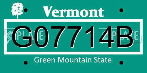 G07714B Vermont License Plate