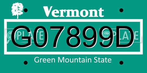 G07899D Vermont License Plate