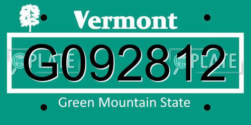 G092812 Vermont License Plate