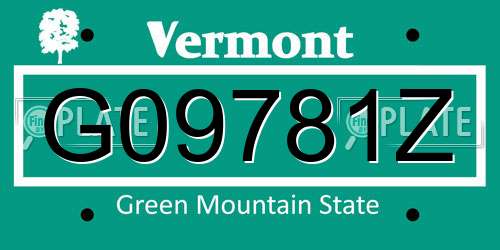 G09781Z Vermont License Plate