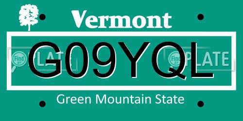 G09YQL Vermont License Plate