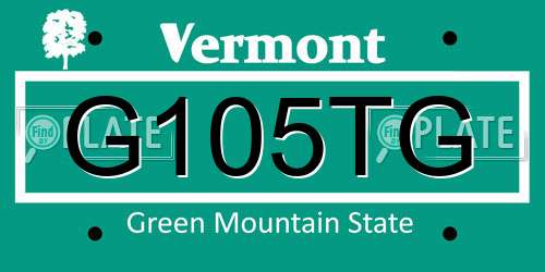 G105TG Vermont License Plate