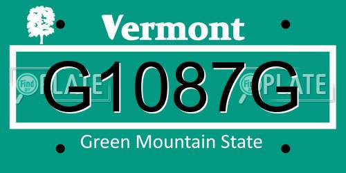 G1087G Vermont License Plate