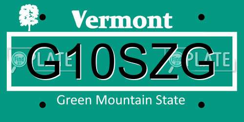 G10SZG Vermont License Plate