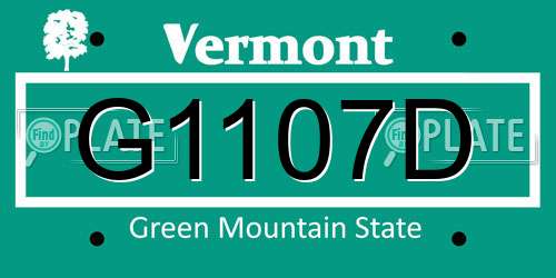 G1107D Vermont License Plate